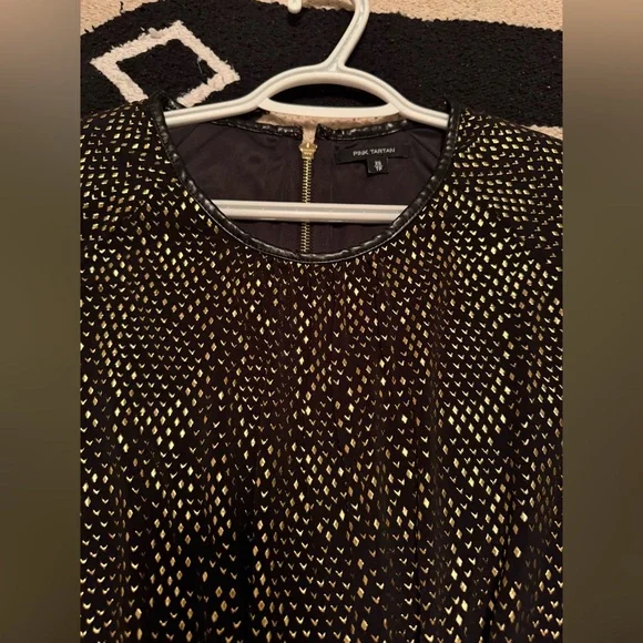 Pink Tartan Black and Gold Patterned Dress - Picture 4 of 9